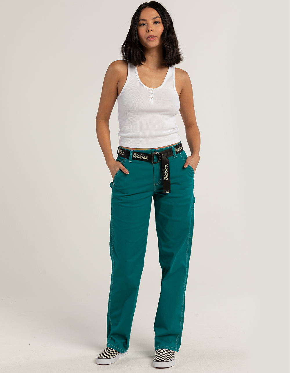 DICKIES Womens Belted Carpenter Pants - TEAL BLUE - 24 | Tillys