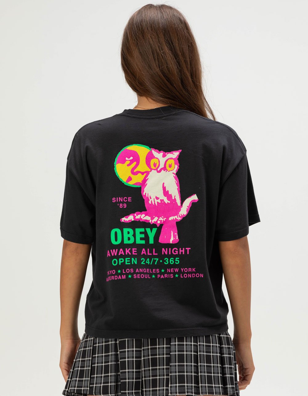 OBEY Owl Womens Boxy Tee - BLACK