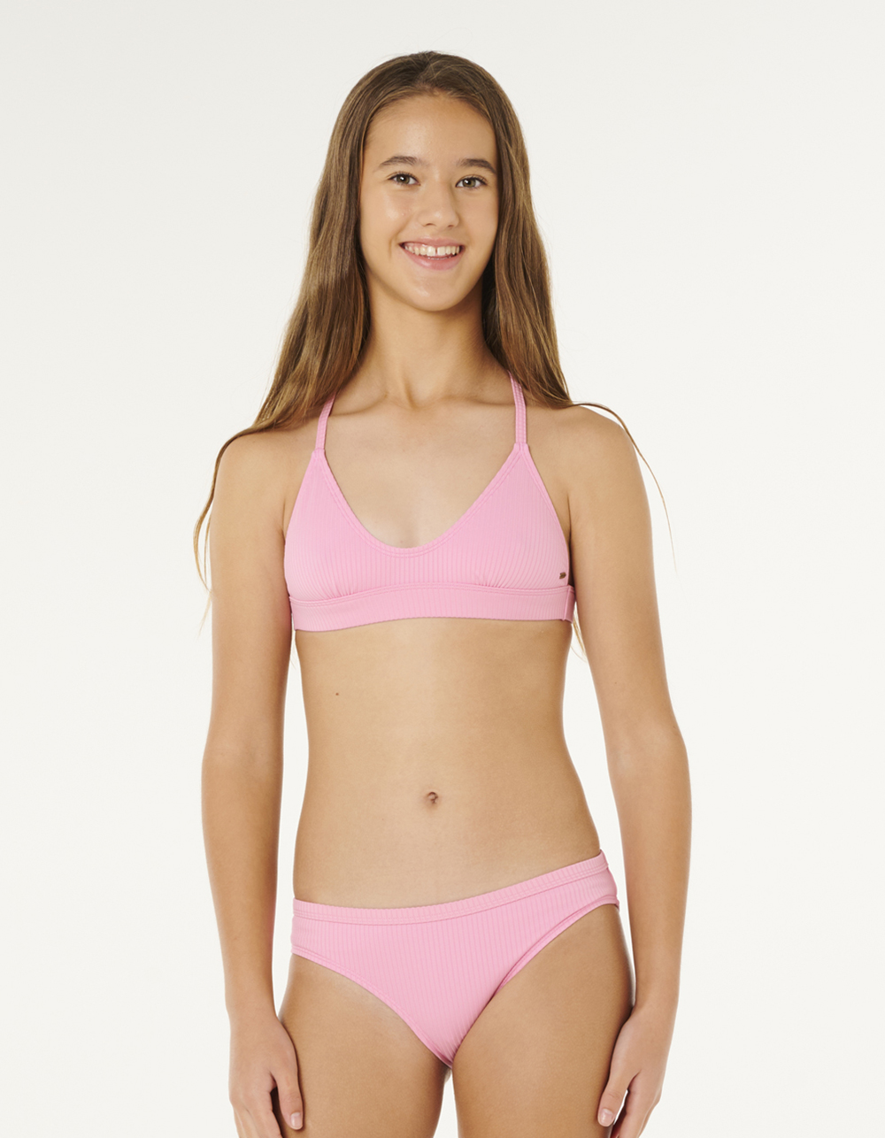 RIP CURL Premium Rib Triangle Girls Bikini Top - LIGHT PINK