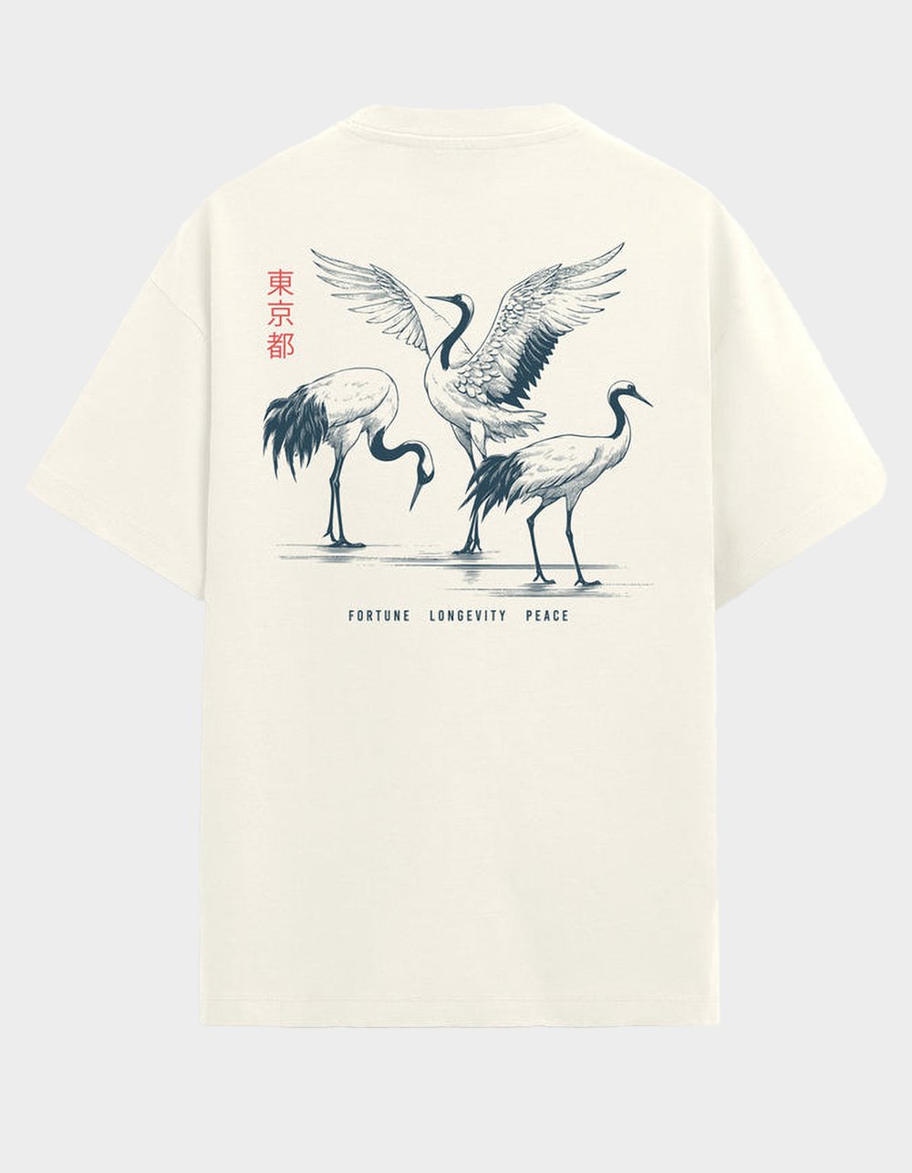 IKIGAI Cranes Mens Tee - CREAM