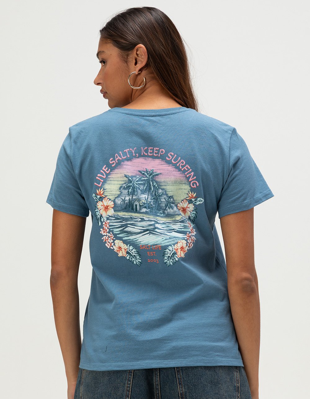 SALT LIFE Keep Surfing Womens Tee - NAVY