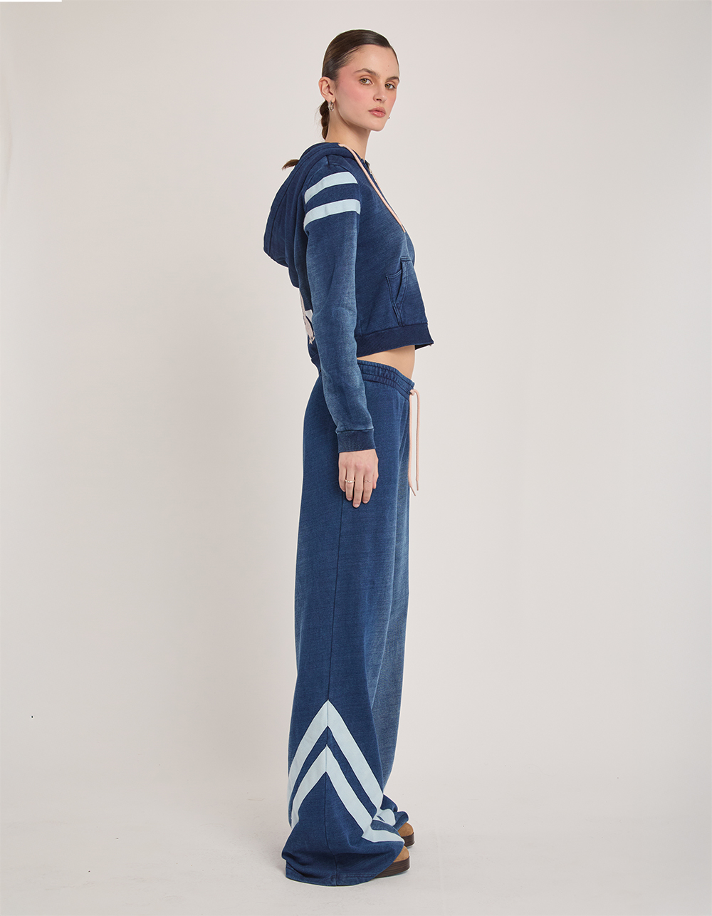 PLAYBOY Varsity Stripe Wide Leg Womens Pants - BLUE