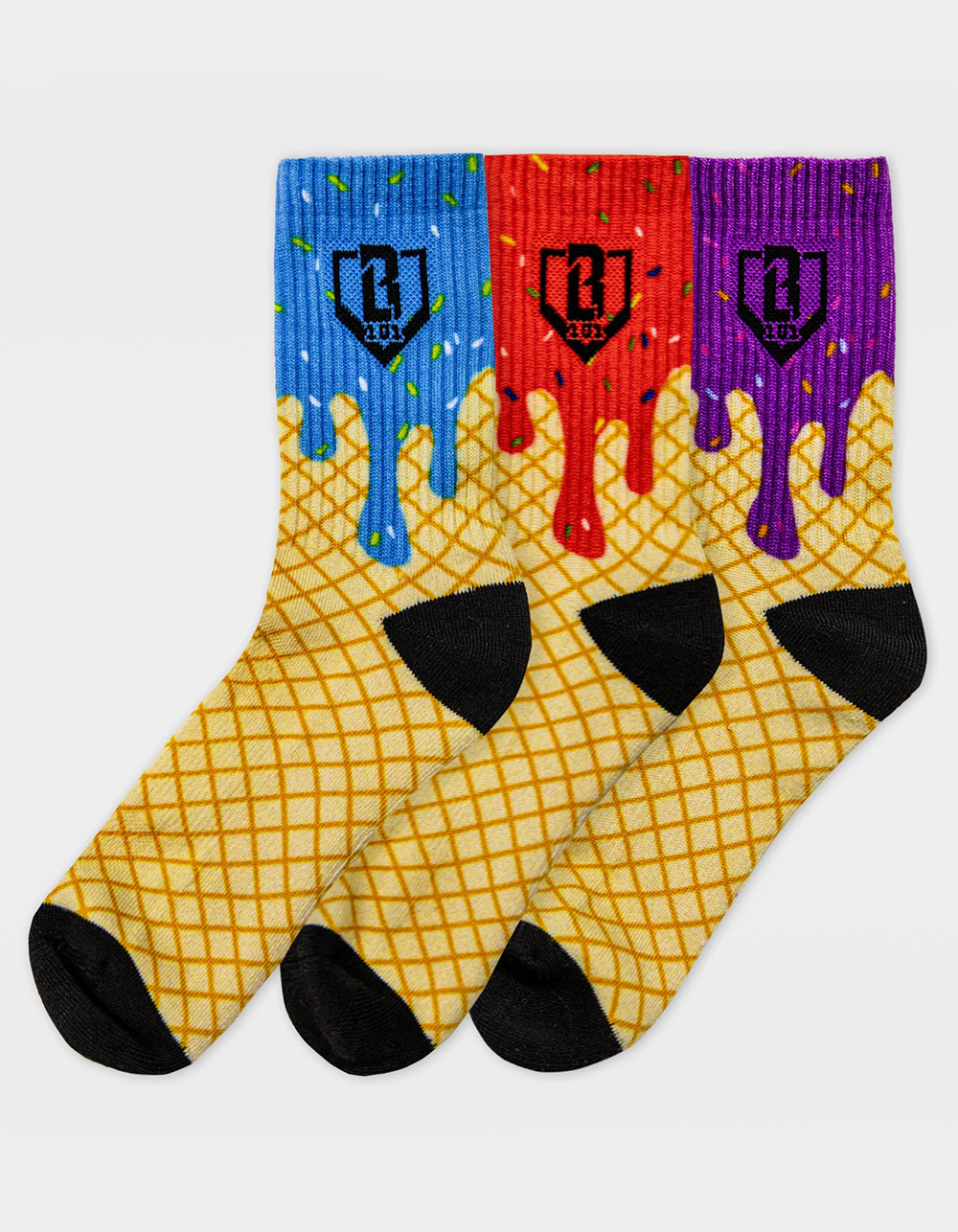 BASEBALL LIFESTYLE 101 Ice Cream 3 Pack Boys Crew Socks