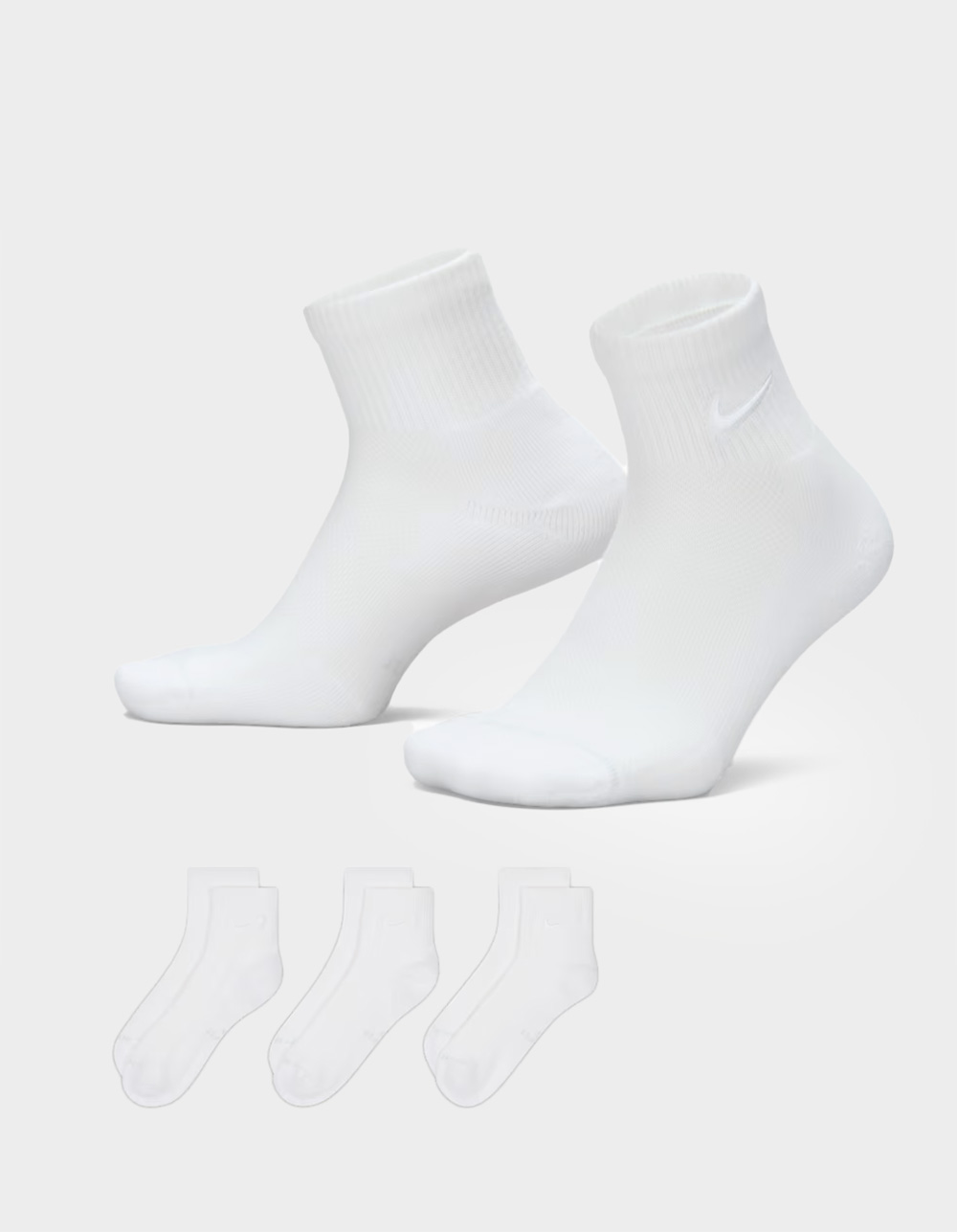 NIKE Everyday Elevated Embroidered Swoosh Womens Ankle Socks - WHITE