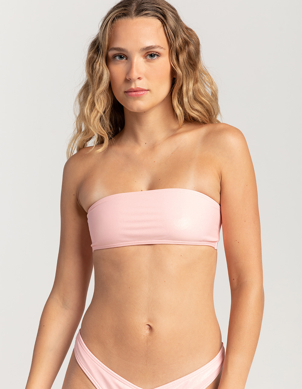 FULL TILT Iridescent Bandeau Bikini Top - PINK