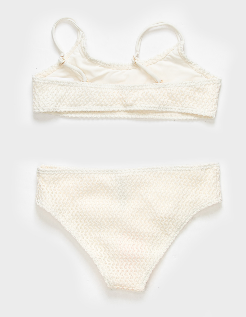 DAMSEL Crochet Texture Girls Bikini Set - OFF WHITE