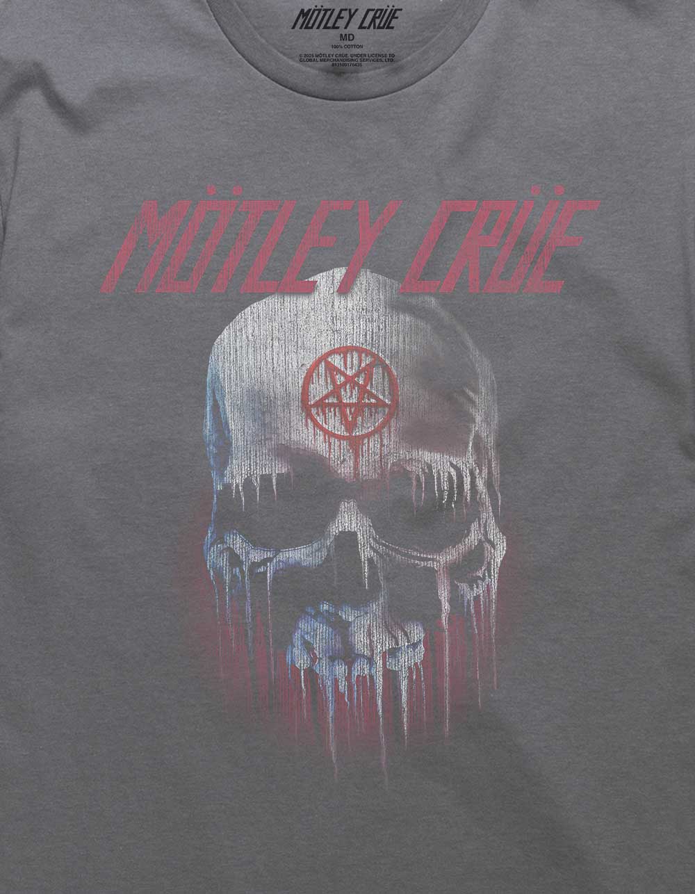MOTLEY CRUE Drip Skull Unisex Tee - CHARCOAL