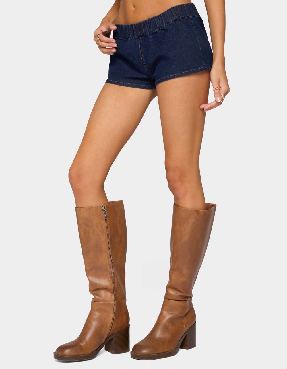 EDIKTED Aggie Denim Micro Shorts - BLUE
