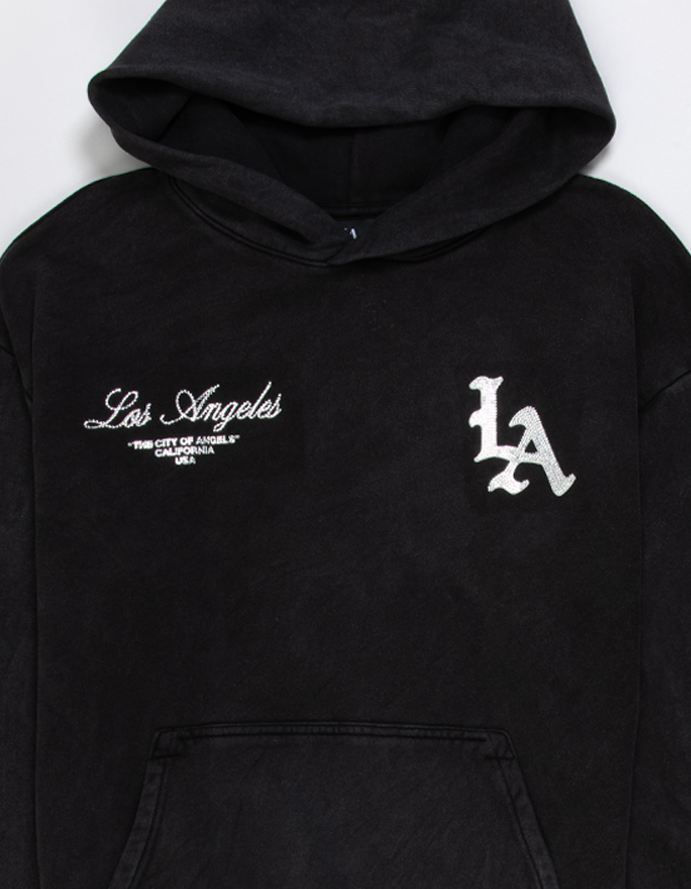 LA FAMILIA Stone Mens Hoodie - WASHED BLACK