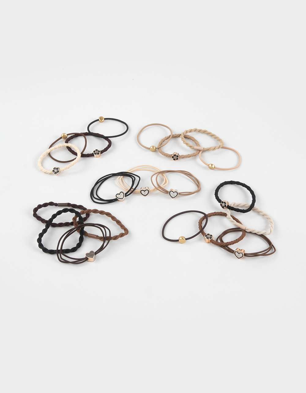 FULL TILT 20 Pack Floral/Heart Charm Scrunchies - MULTI