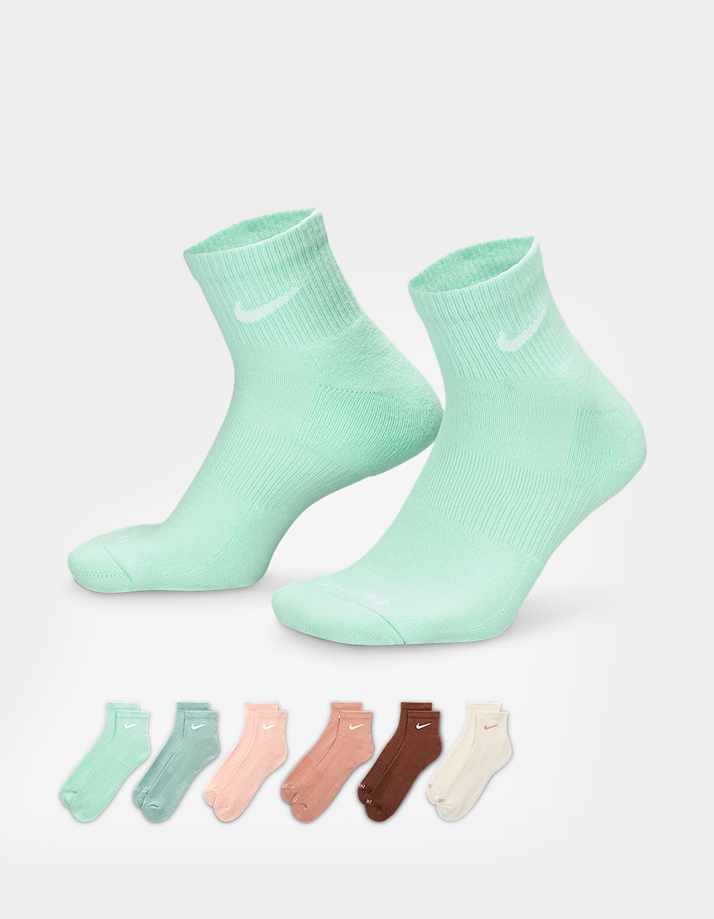 NIKE Everyday Plus 6 Pack Ankle Crew Socks - BROWN COMBO
