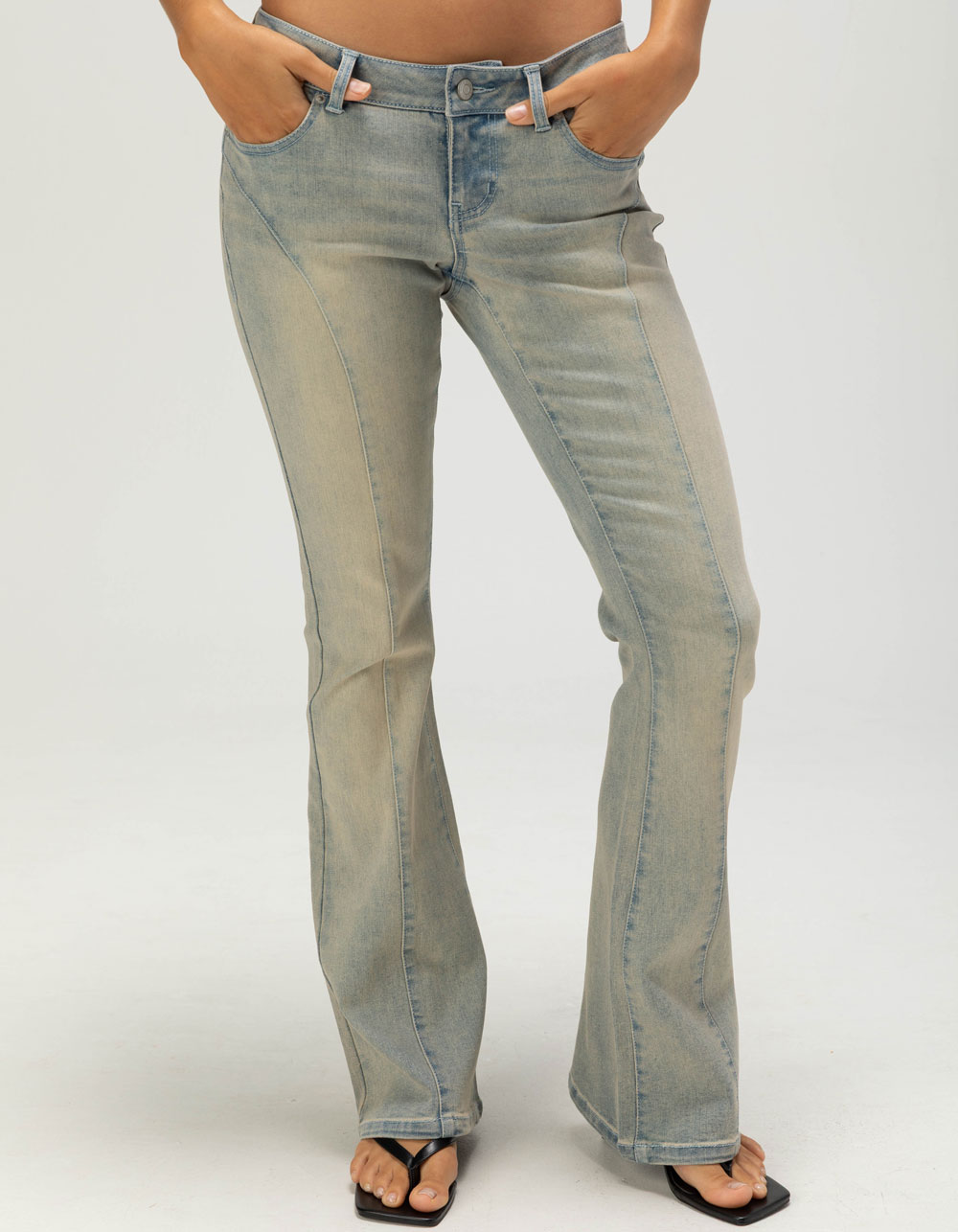 WEST OF MELROSE Womens Ultra Low Rise Seam Bootcut Jeans - LIGHT WASH