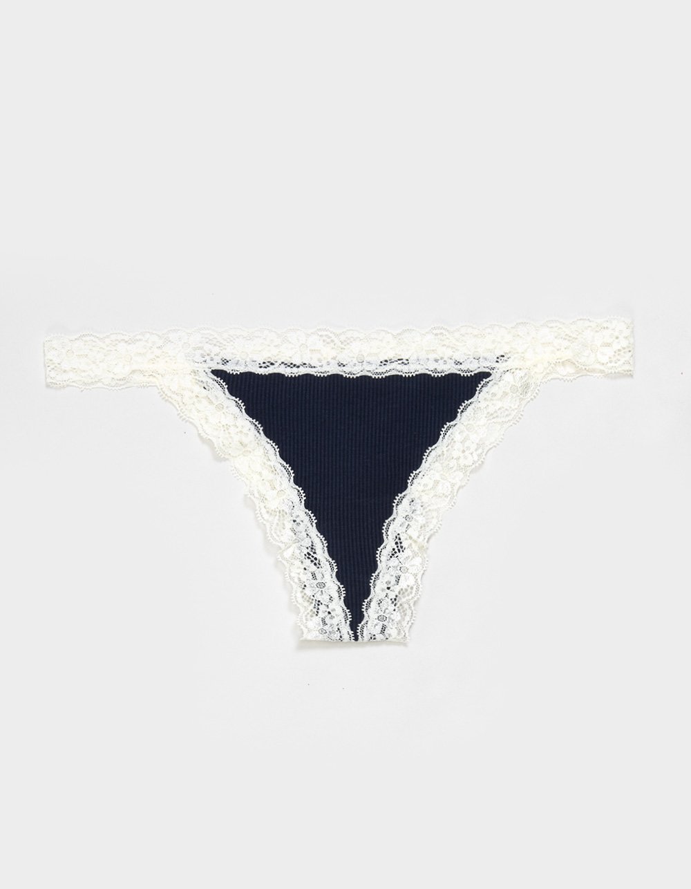 FULL TILT Rib Lace Trim Thong