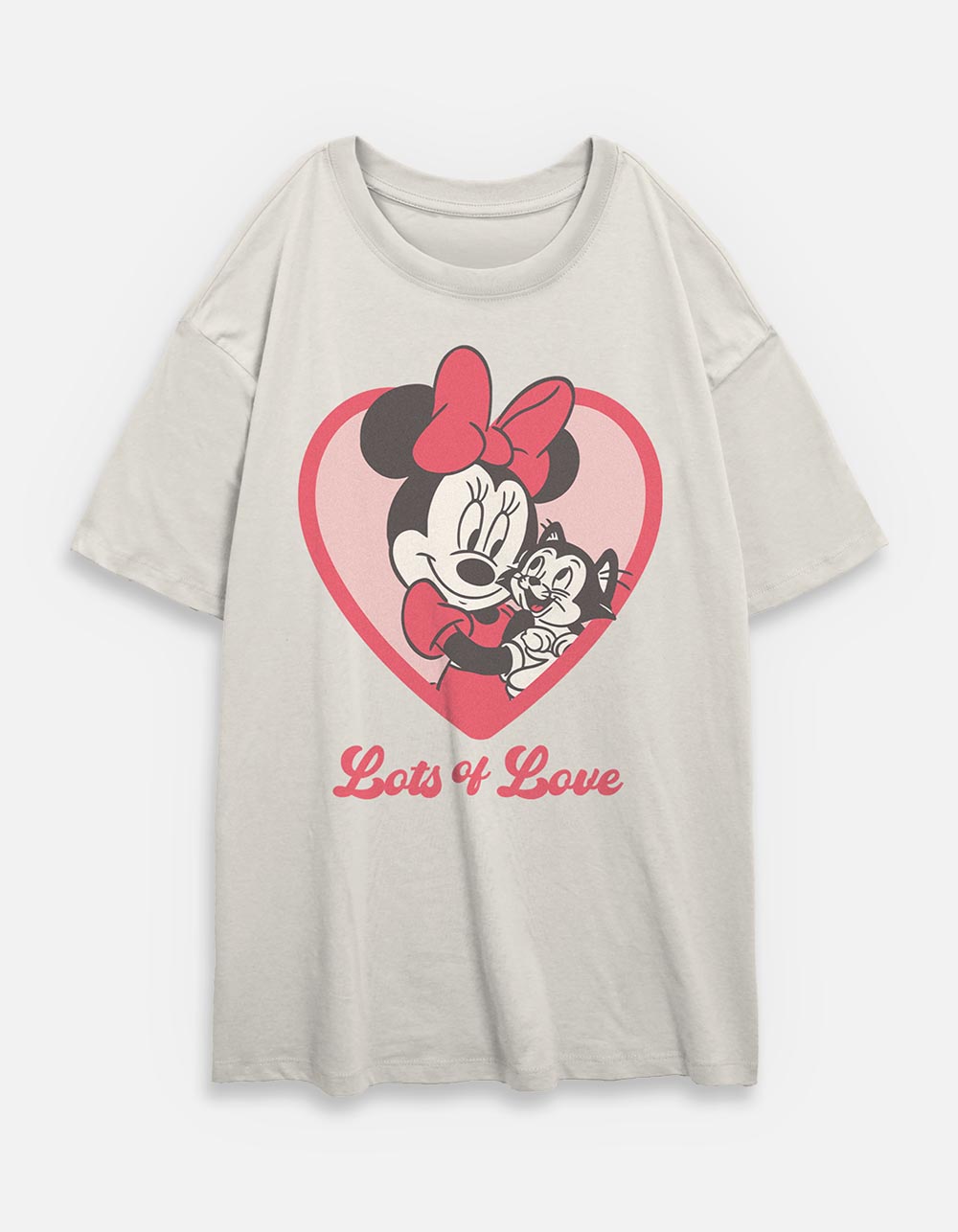 DISNEY Minnie Lots Of Love Womens Oversized Tee - CREAM