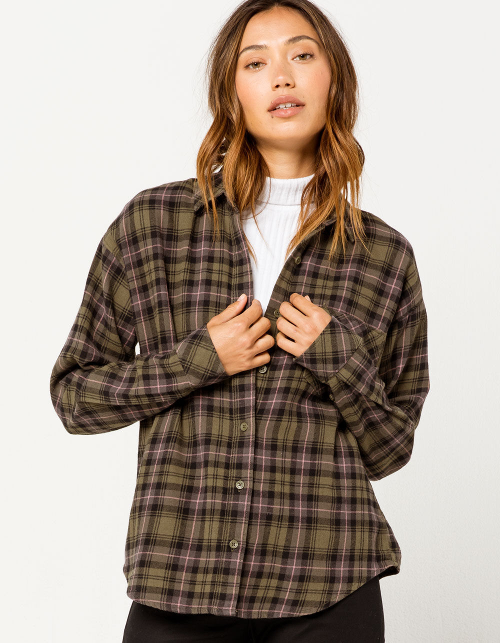VANS Brimms II Womens Flannel Shirt - OLIVE COMBO | Tillys