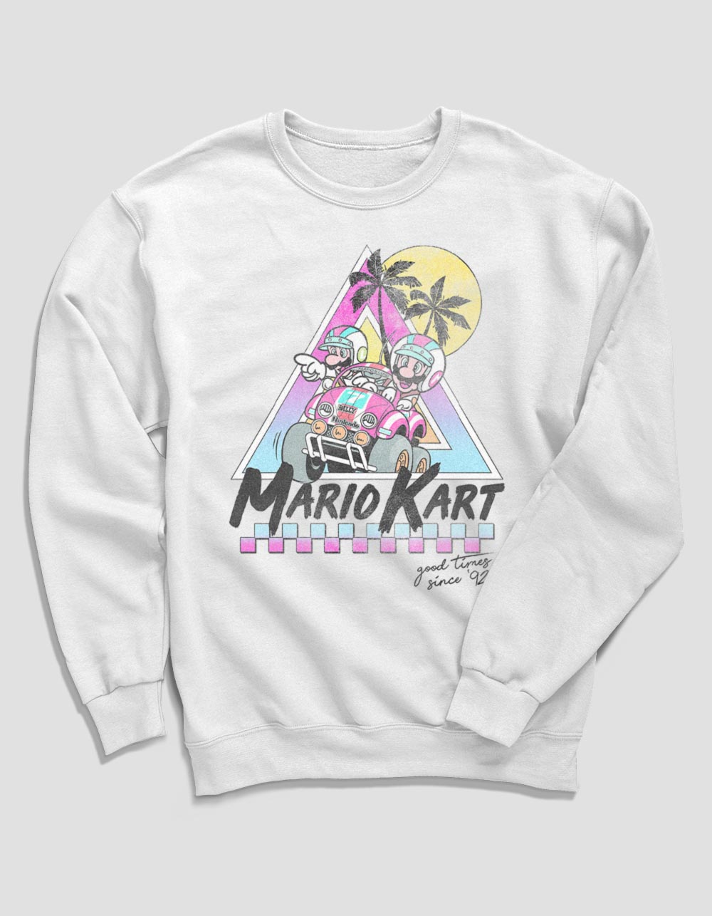 MARIO Beach Race Unisex Crewneck Sweatshirt - WHITE