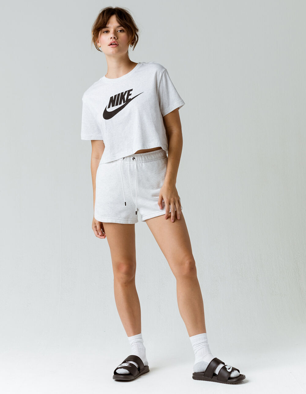 NIKE Sportswear Essential Womens Sweat Shorts LIGHT GRAY Tillys