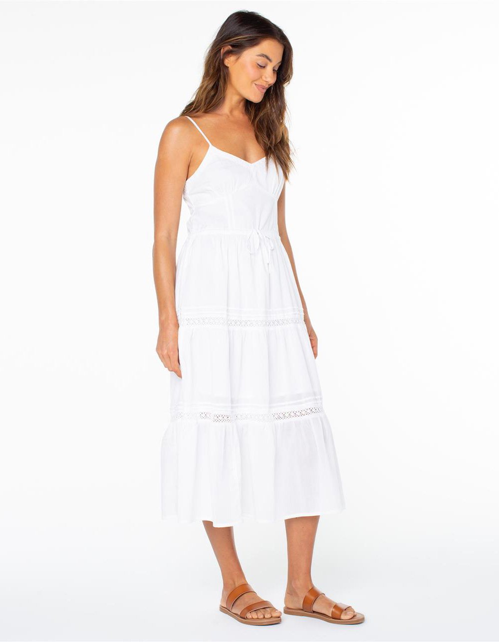 ROXY Azalea Womens Midi Dress - WHITE