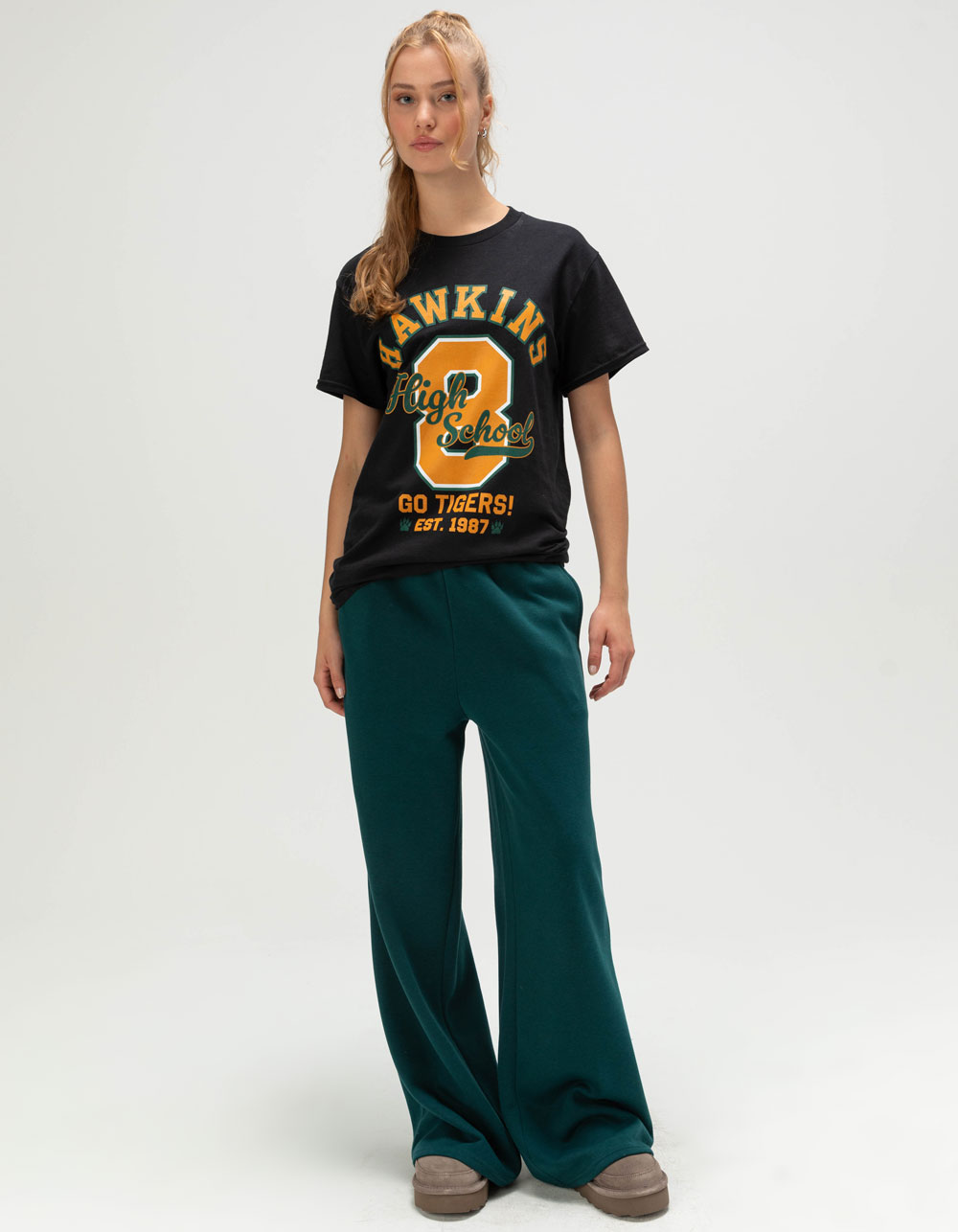 STRANGER THINGS Womens Boyfriend Tee - BLACK