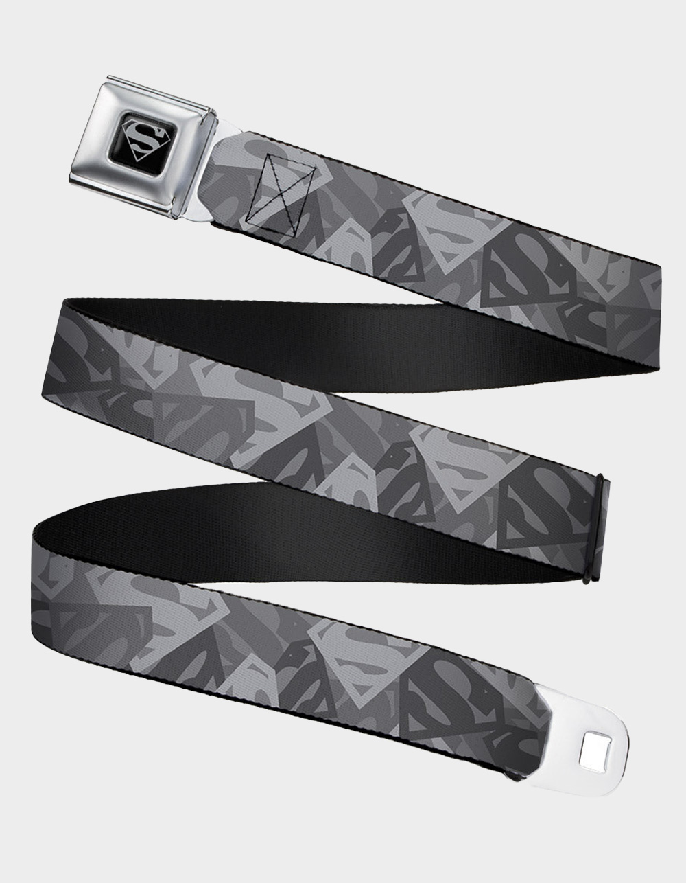 BUCKLE-DOWN x Superman Shield Seatbelt Belt - GRAY COMBO