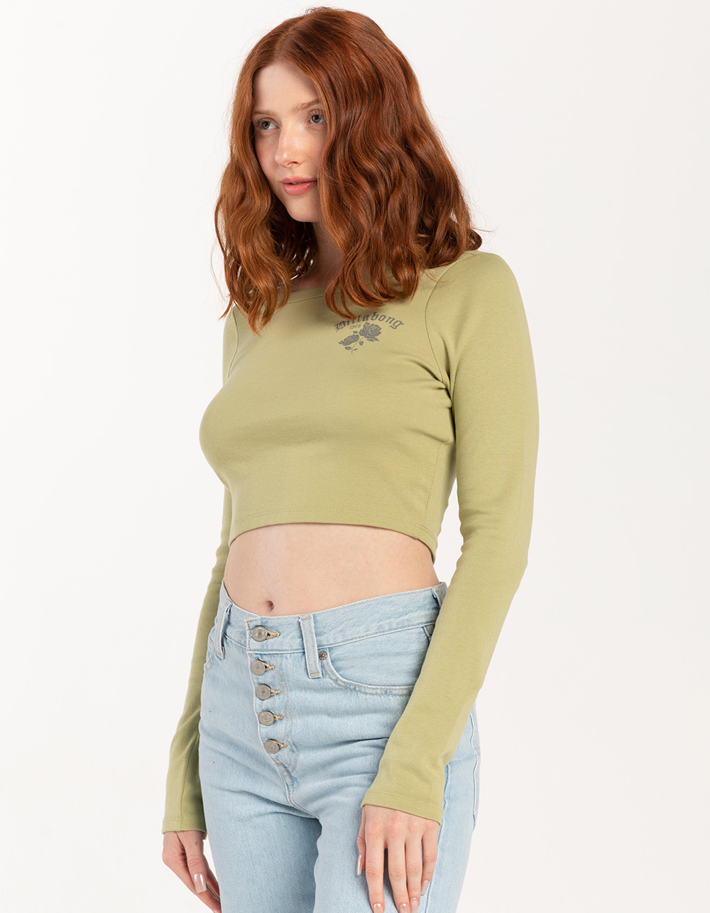 BILLABONG Tropic Breeze Fitted Crop Womens Long Sleeve Tee - ARMY