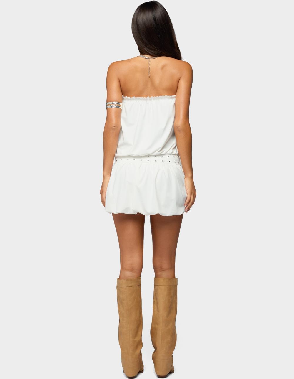 EDIKTED Layton Studded Strapless Bubble Mini Dress - WHITE
