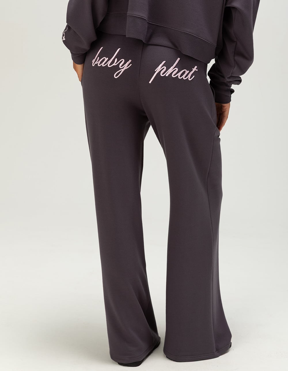 BABY PHAT Wide Leg Womens Sweatpants - GUNMETAL