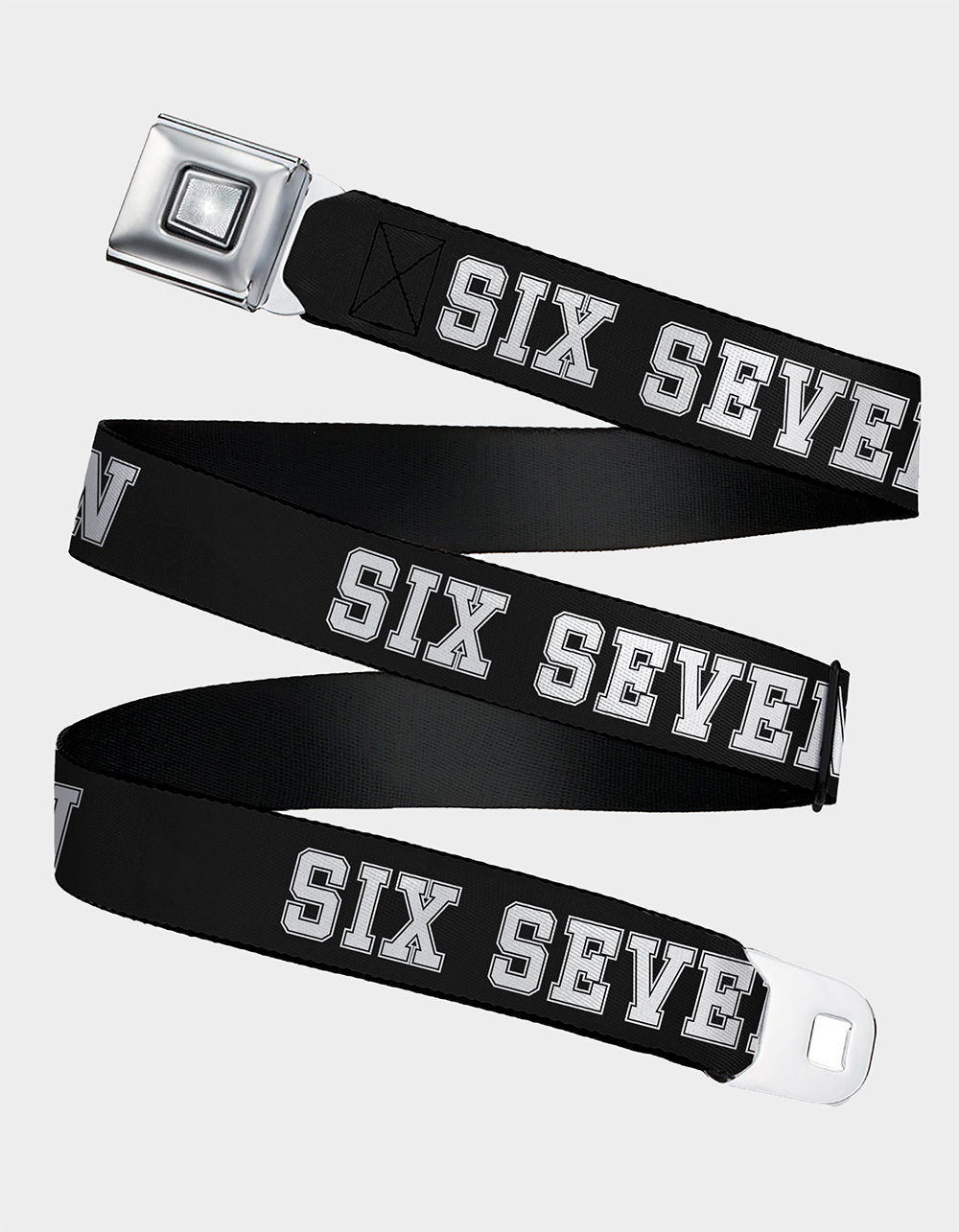 BUCKLE-DOWN Six Seven Starburst Seatbelt Belt - BLK/WHT