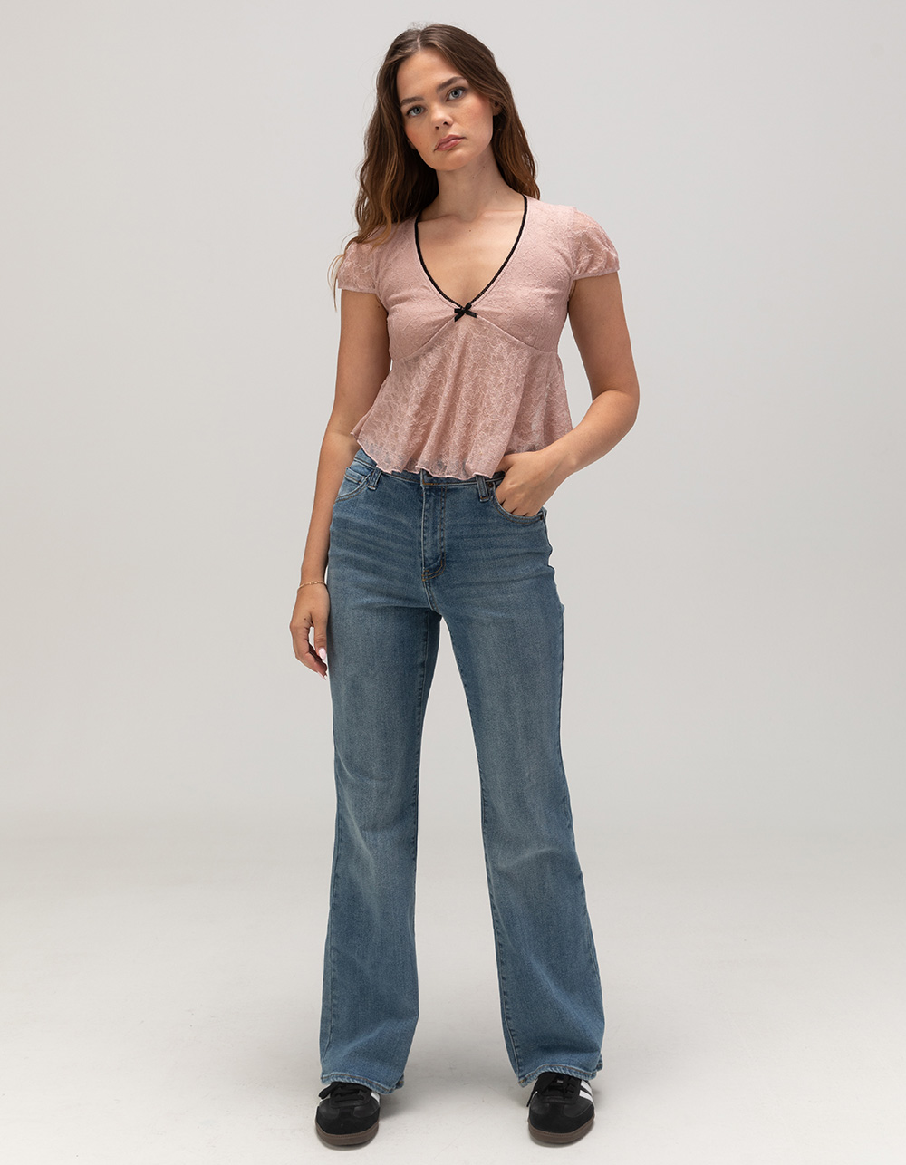 RSQ Womens High Rise Flare Jeans - MEDIUM WASH