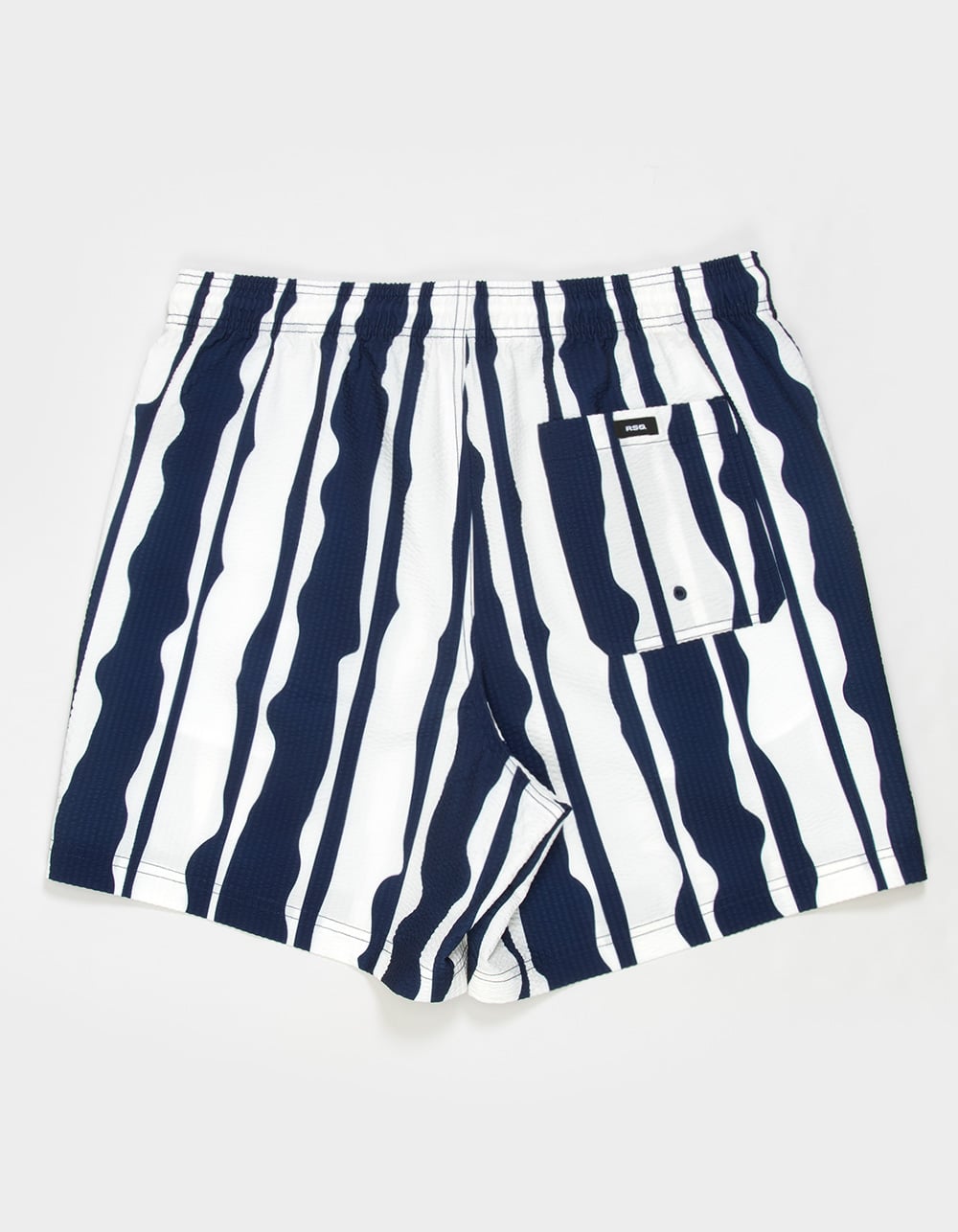 RSQ Mens Seersucker 6.5" Swim Trunks - WHT/NVY