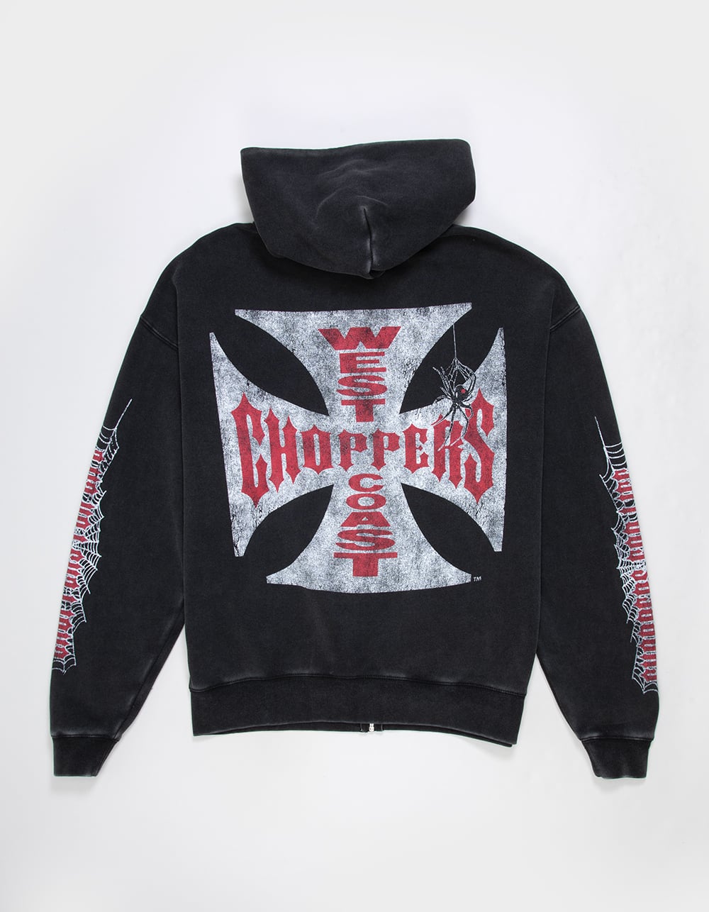 WEST COAST CHOPPERS Crawler Mens Zip-Up Hoodie - WASHED BLACK