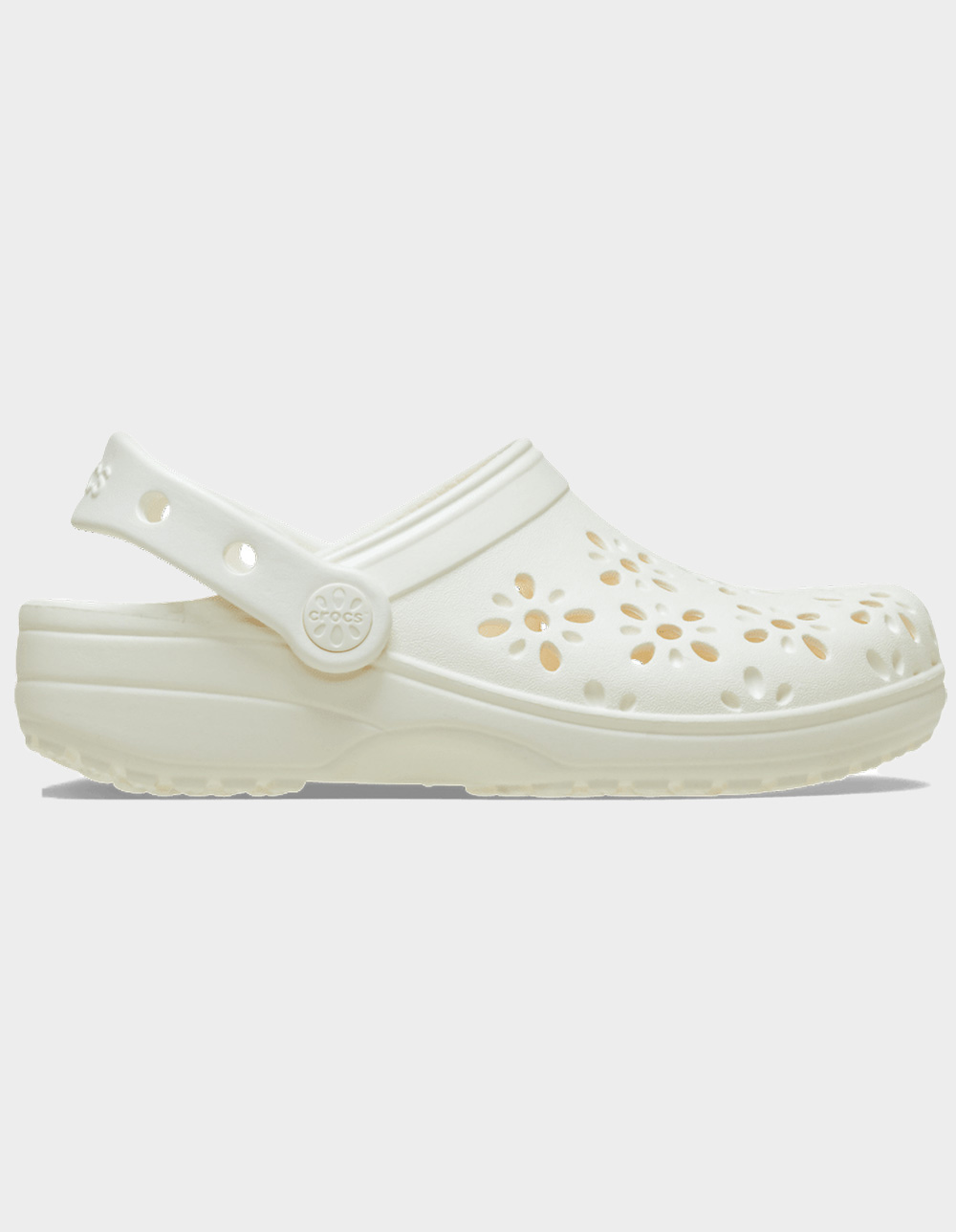 CROCS Floral Cut-Out Girls Classic Clogs - CHALK