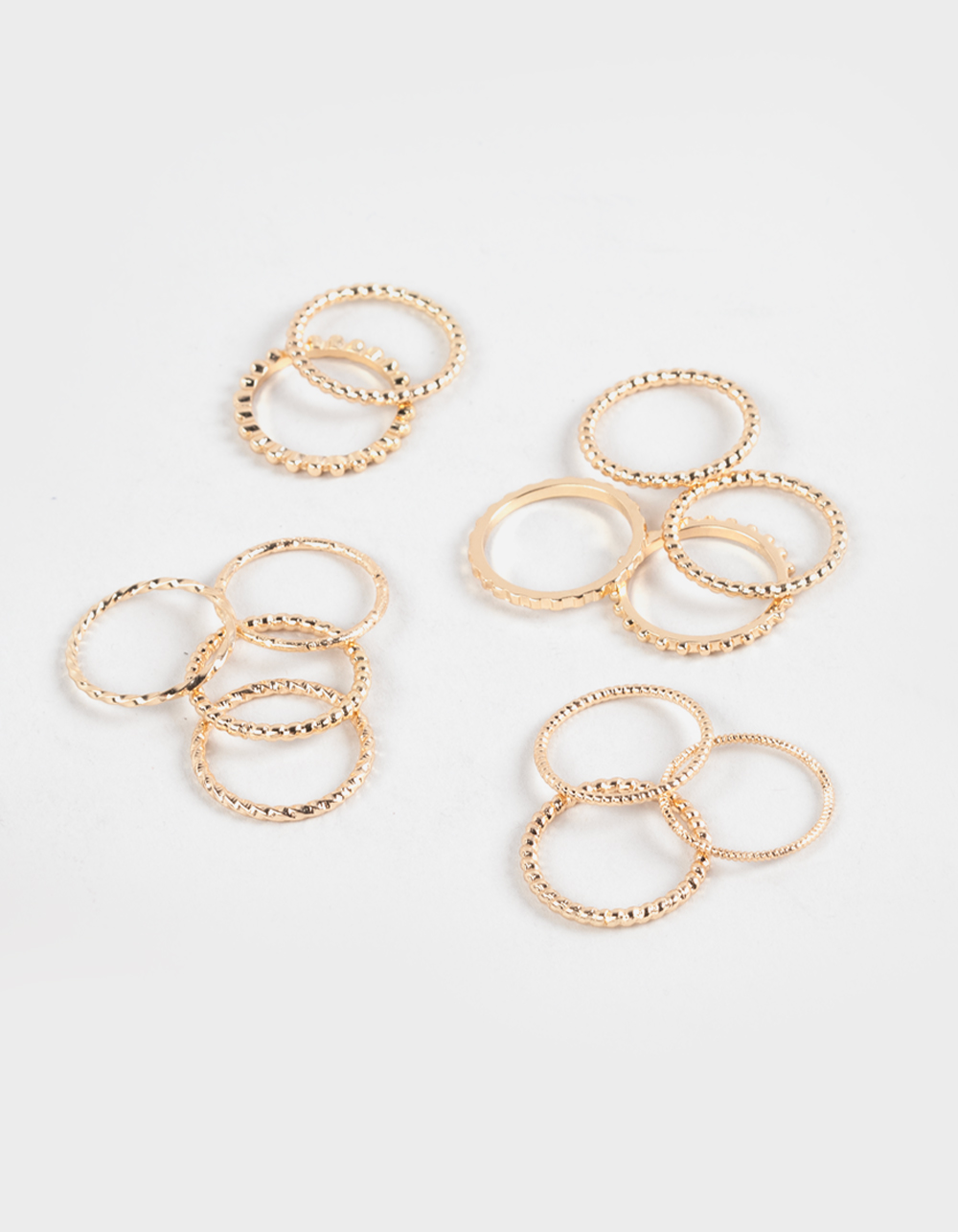 FULL TILT 13 Pack Textured Dainty Rings - GOLD