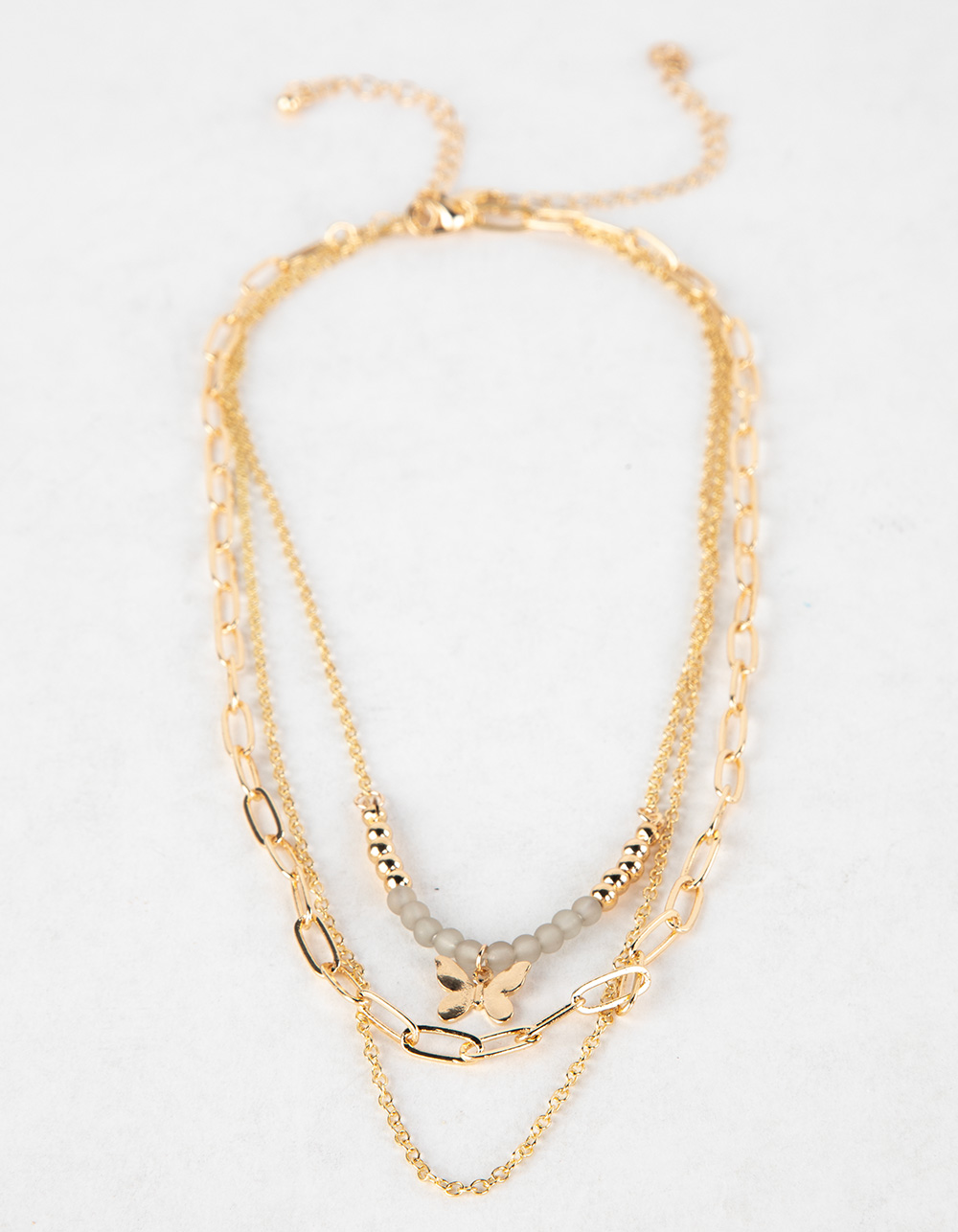 FULL TILT Layered Butterfly Necklace - ANTIQUE GOLD