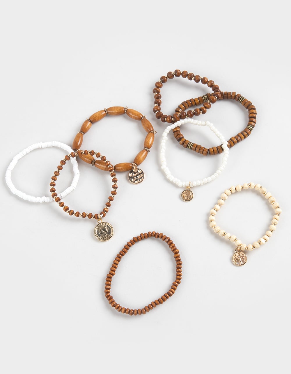 FULL TILT 8 Pack Coin/Beaded Bracelets - GOLD