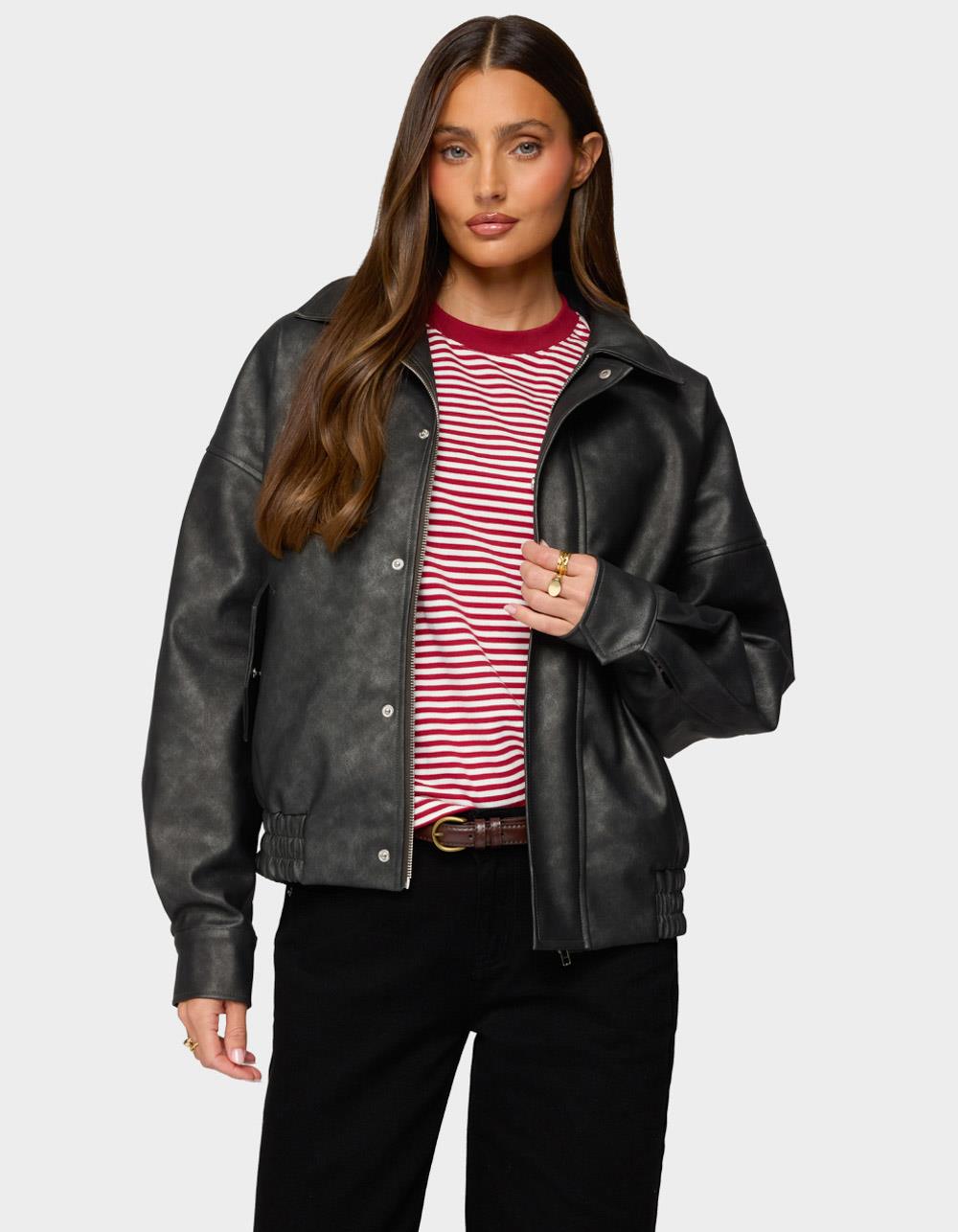 EDIKTED Mori Oversized Faux Leather Jacket