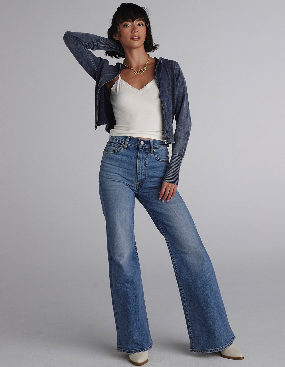 LEVI'S Ribcage Bell Womens Jeans - So Nice - DARK BLAST