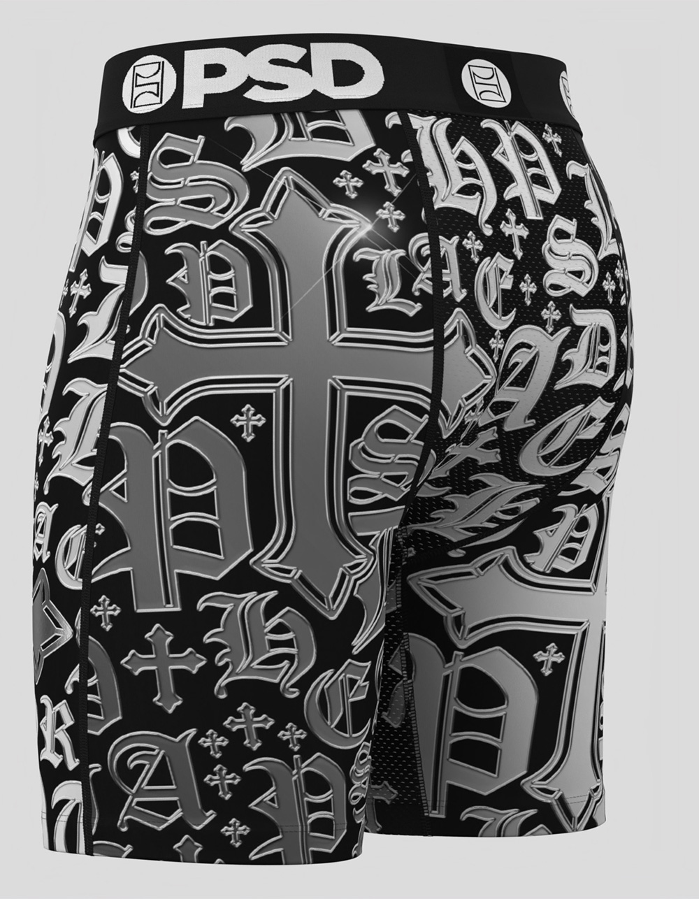 PSD Chrome Letters Mens Boxer Briefs - BLACK COMBO