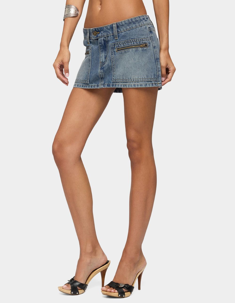 EDIKTED Verena Zip Pocket Micro Skort - BLUE