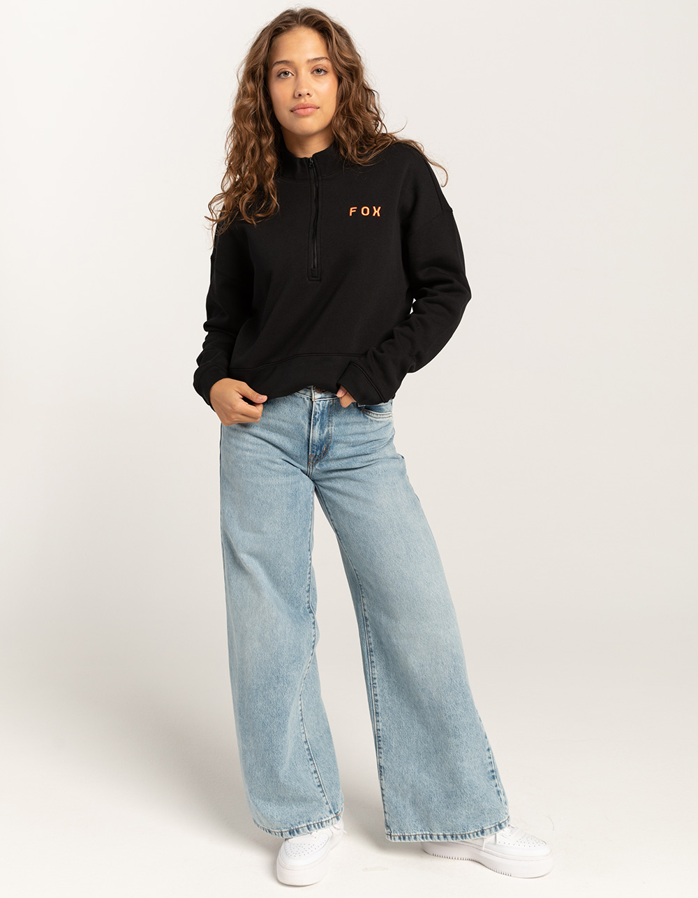 FOX Magnetic Quarter Zip Womens Pullover Sweatshirt - BLACK | Tillys