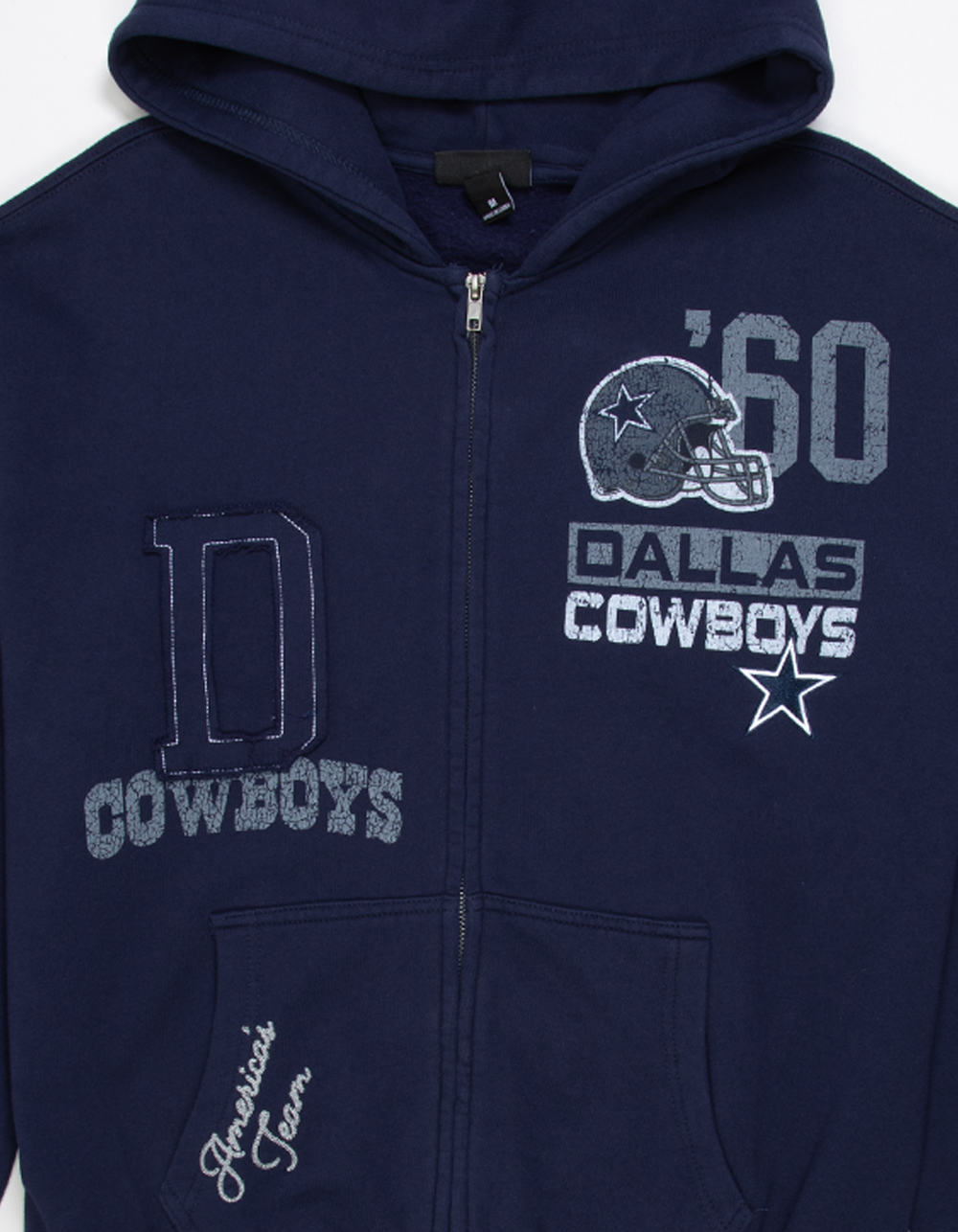 THE WILD COLLECTIVE Dallas Cowboys Mens Zip-Up Hoodie - NAVY