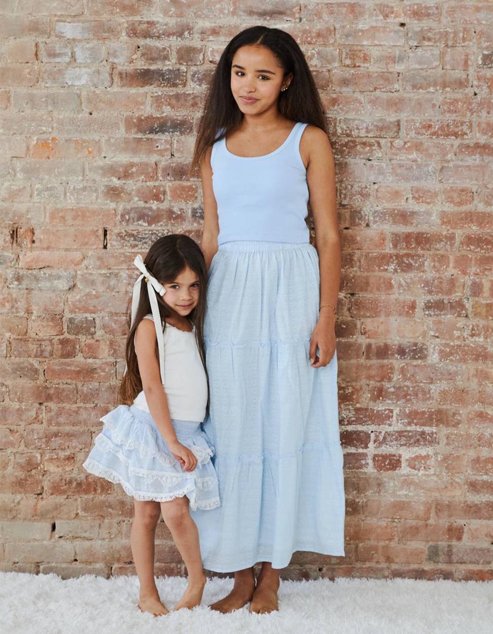 THEME NYC Bella Heart Girls Maxi Skirt - LIGHT BLUE