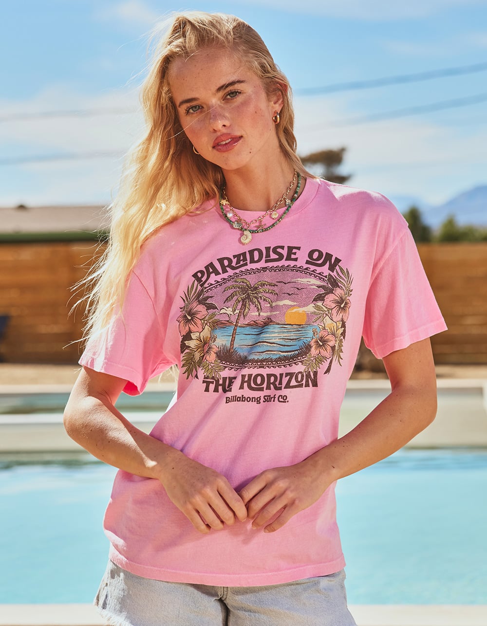 BILLABONG Horizon Womens Boyfriend Tee - PINK