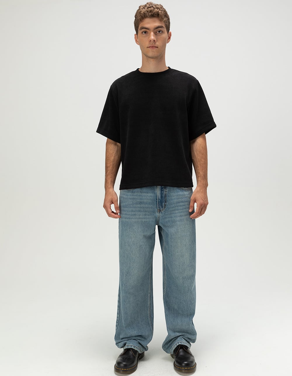 RSQ Mens Baggy Embroidered Jeans - MEDIUM WASH