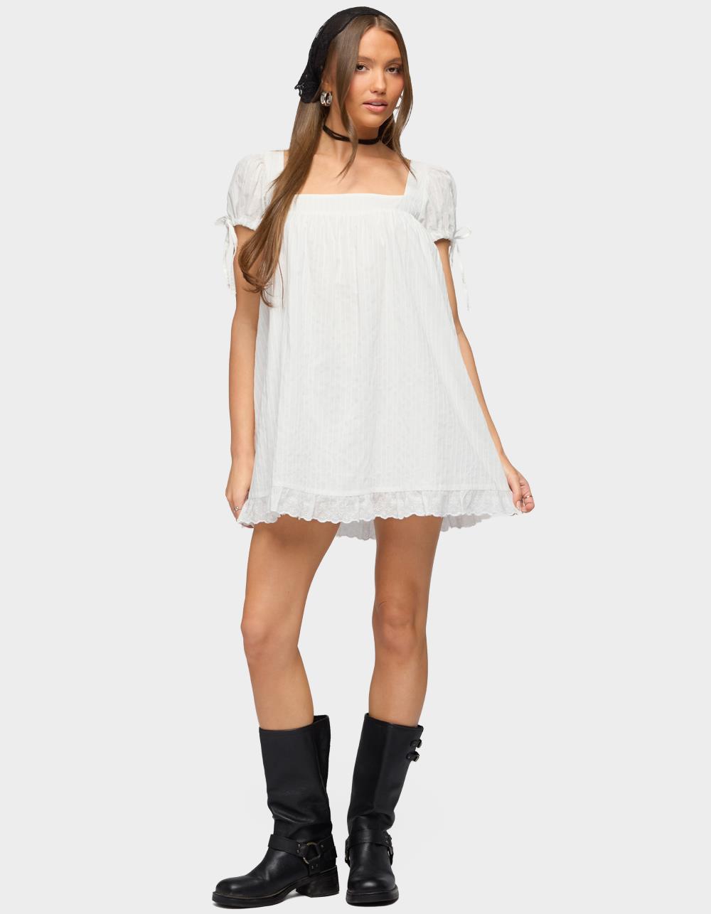 EDIKTED Sepid Striped Cotton Mini Dress - BEIGE