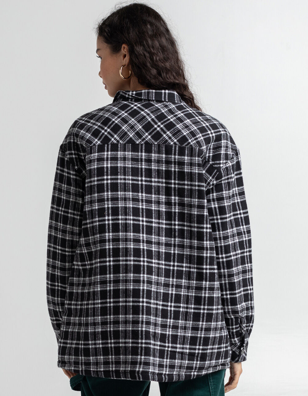 DICKIES Flannel Oversized Womens Jacket - BLACK/WHITE | Tillys