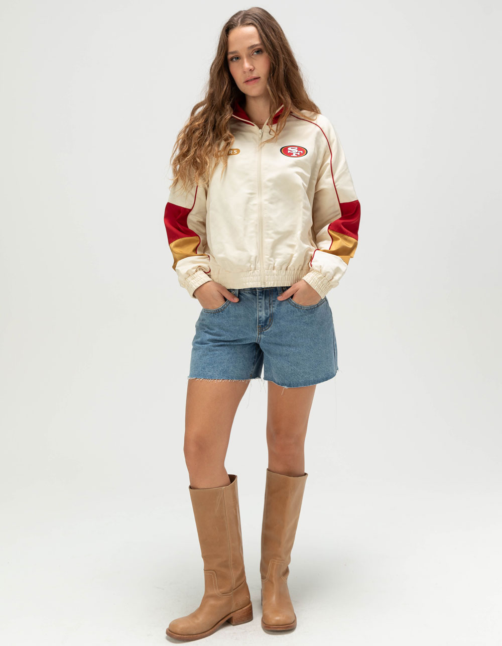 THE WILD COLLECTIVE San Francisco 49ers Womens Track Jacket - CREAM