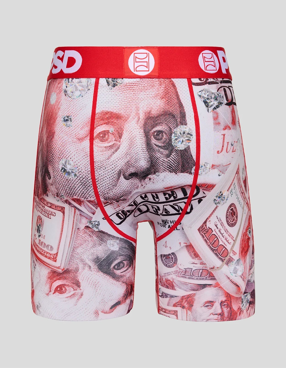 PSD Men's Red Washed Money Boxer Briefs, Multi, XL