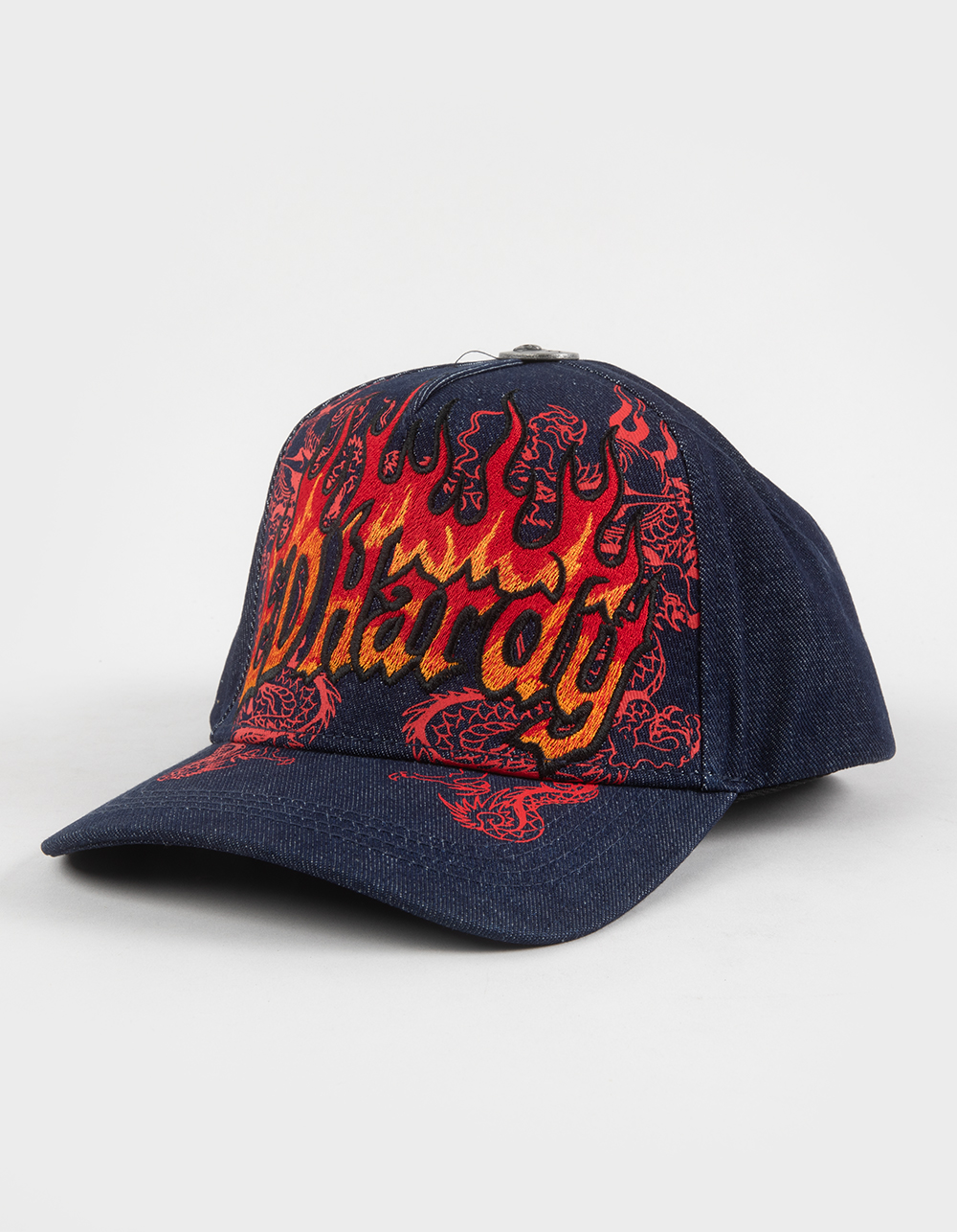 ED HARDY Denim Flame Snapback Hat - DENIM