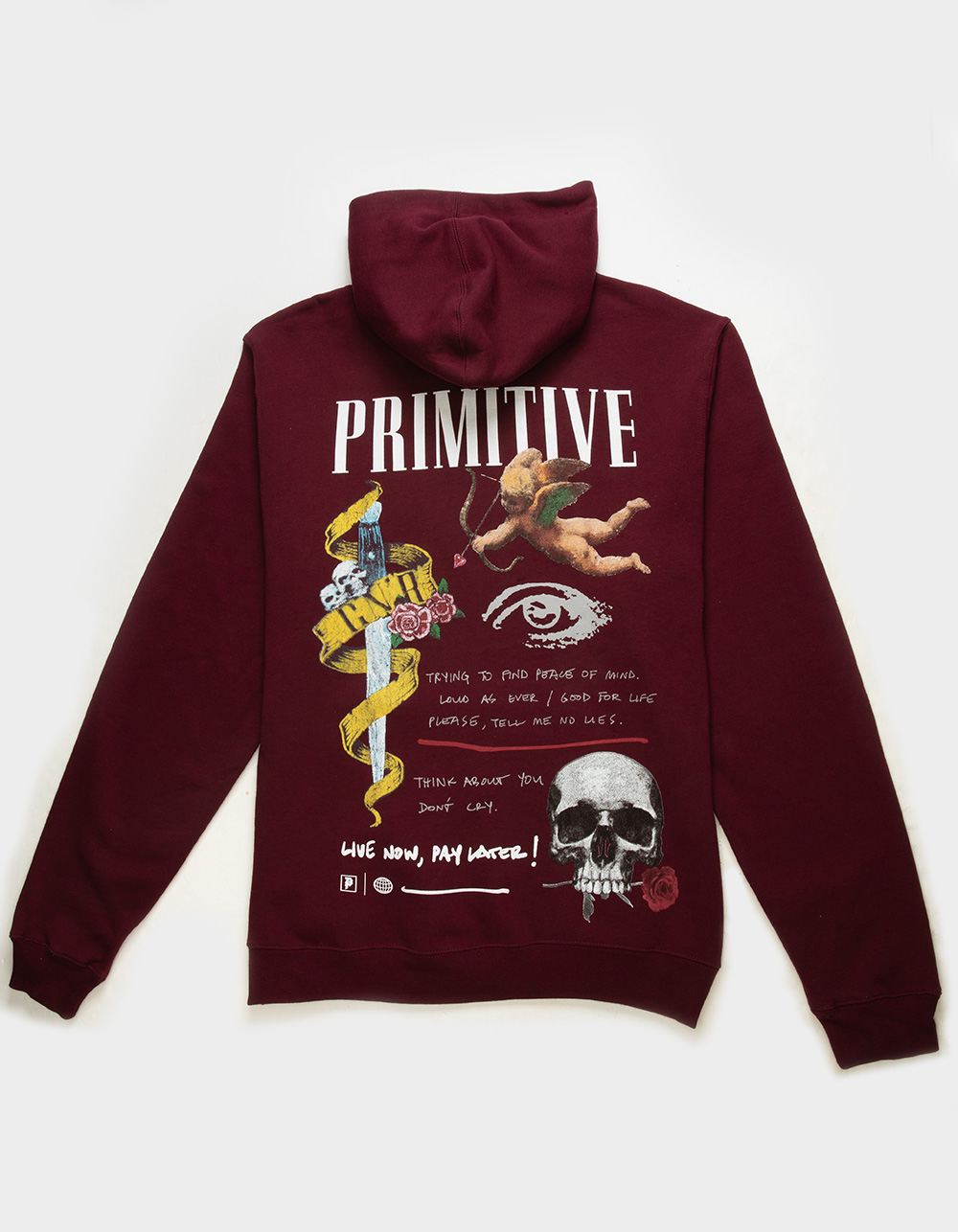 PRIMITIVE x Guns N' Roses Don't Cry Mens Fleece Hoodie - BURGUNDY | Tillys